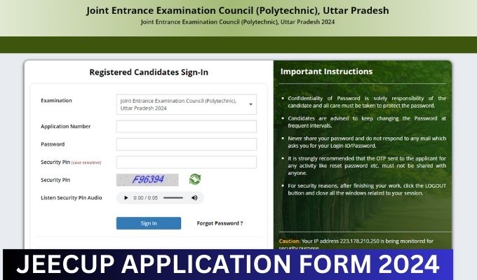 JEECUP Notification 2024, Application Form, jeecup.admissions.nic.in Registration Link